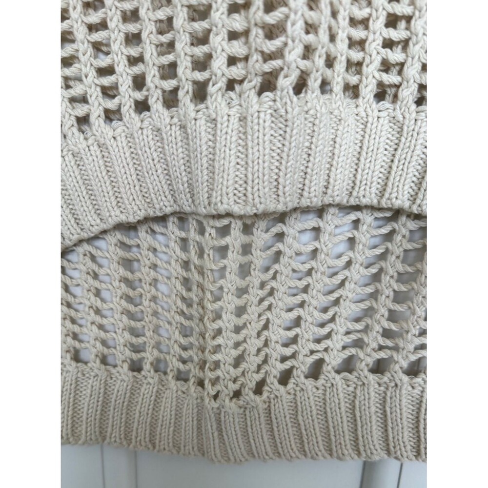 Urban Daizy Large Light Cream Open-Knit Cotton Summer Women's Sweater - Picture 5 of 12